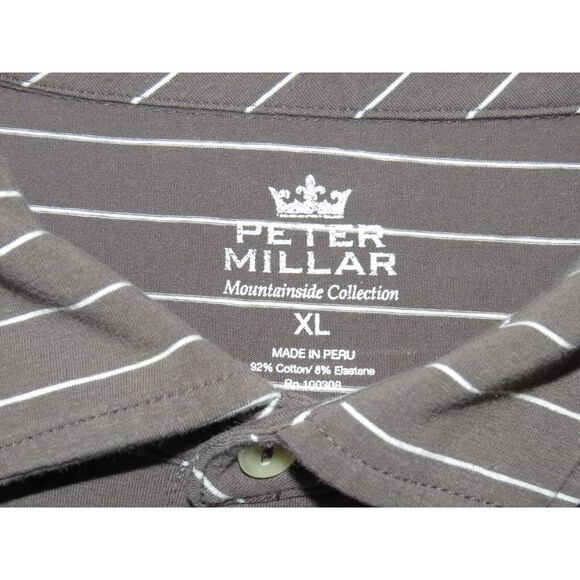 Men's Peter Millar Mountainside Collection‎ Gray Striped Stretch Polo Shirt XL - Picture 6 of 7